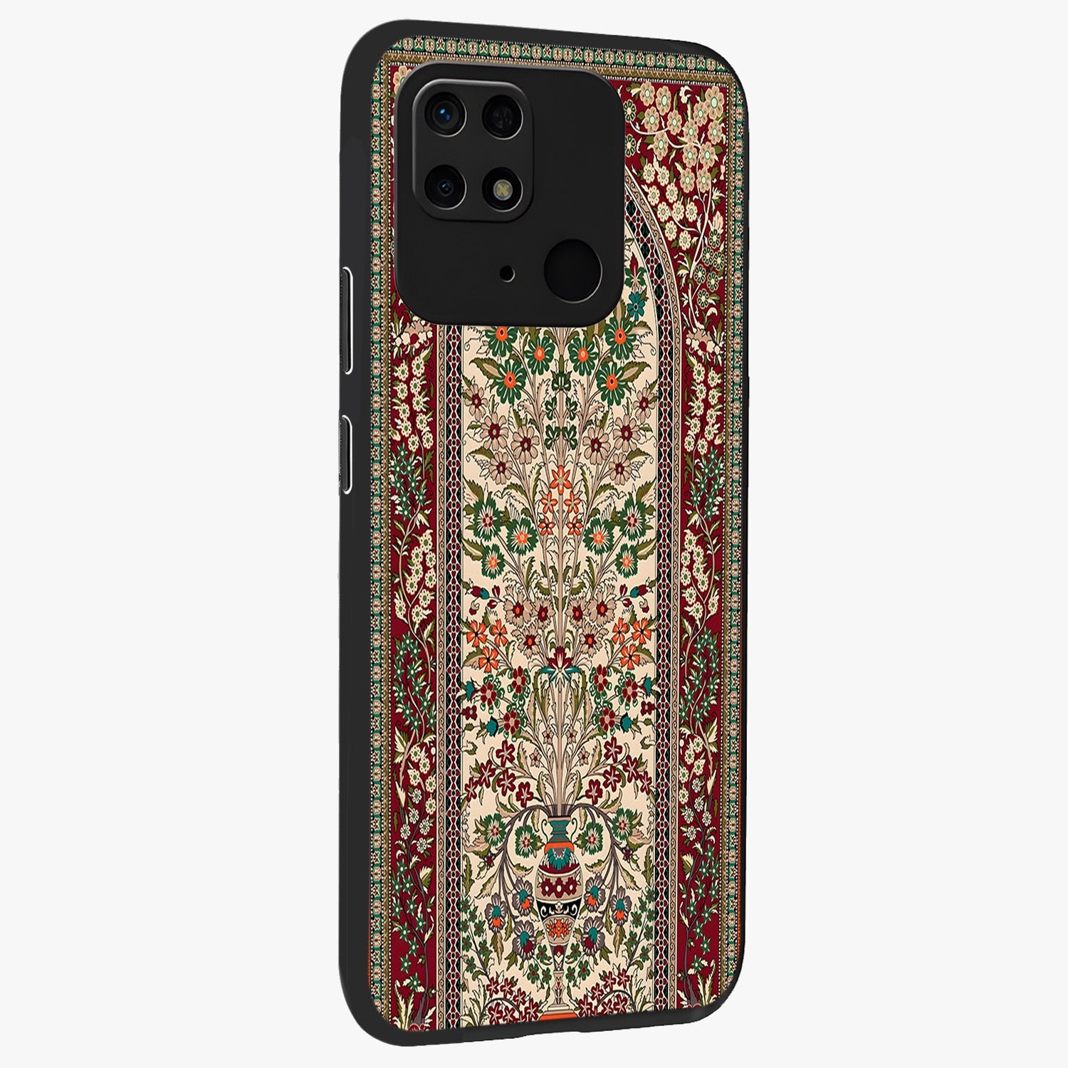 Persian Inspired Glass Case upright view showcasing decorative Persian artwork with rich heritage theme.