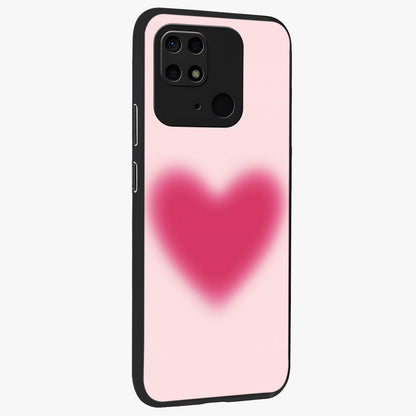 Pink Aura Heart Glass Case upright view showcasing romantic heart artwork with soft pastel theme.