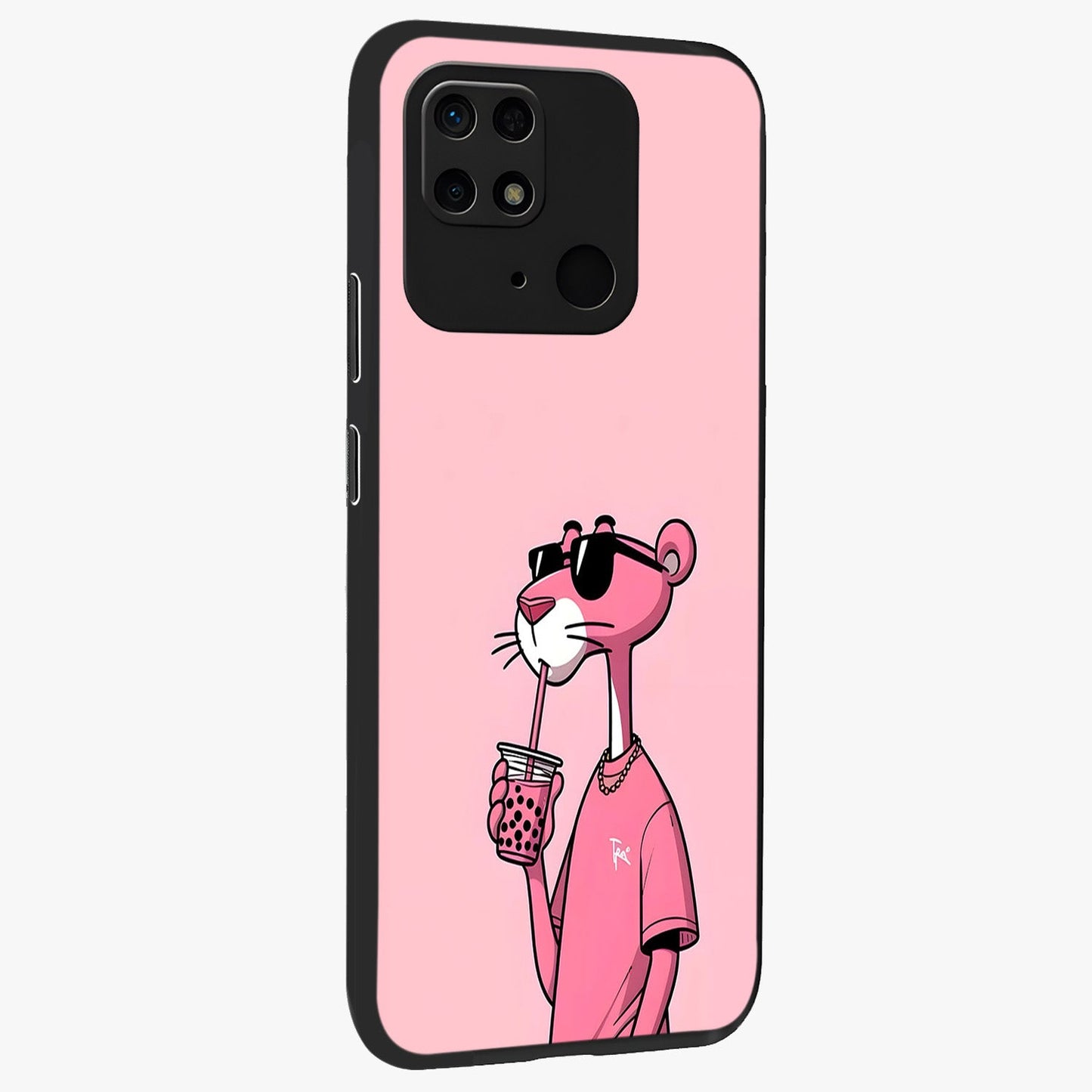 Pink Panther Glass Case upright view showcasing fun animated artwork with stylish retro cartoon theme.
