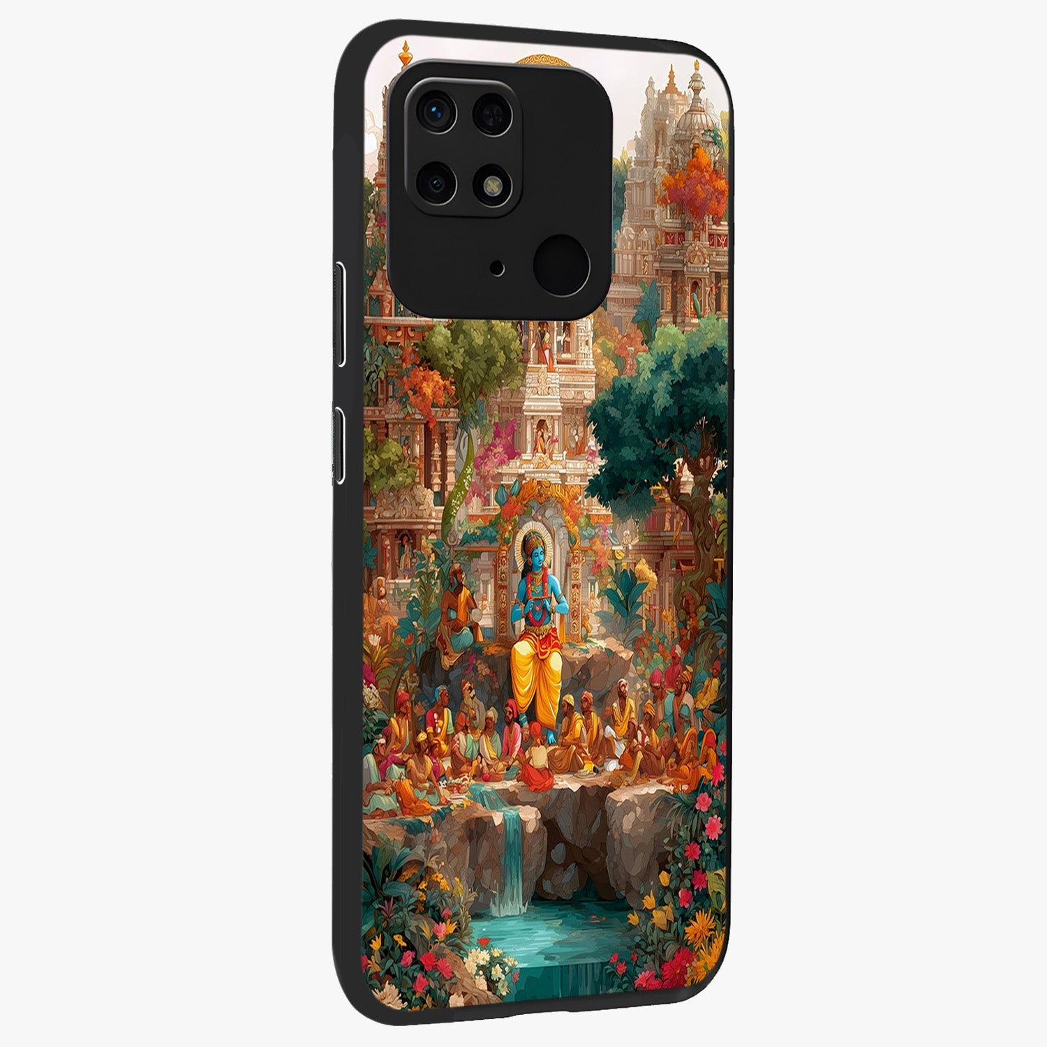 Sacred Sunlight Gods Glass Case upright view showcasing glowing divine artwork with sacred mythological theme.