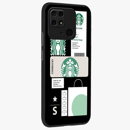 Starbucks Mocha Glass Case upright view showcasing trendy coffee inspired artwork with modern lifestyle theme.