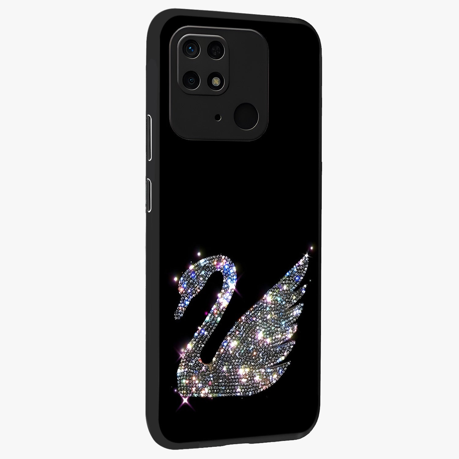 Starlit Swan Grace Glass Case upright view showcasing beautiful swan artwork with peaceful night themed design.