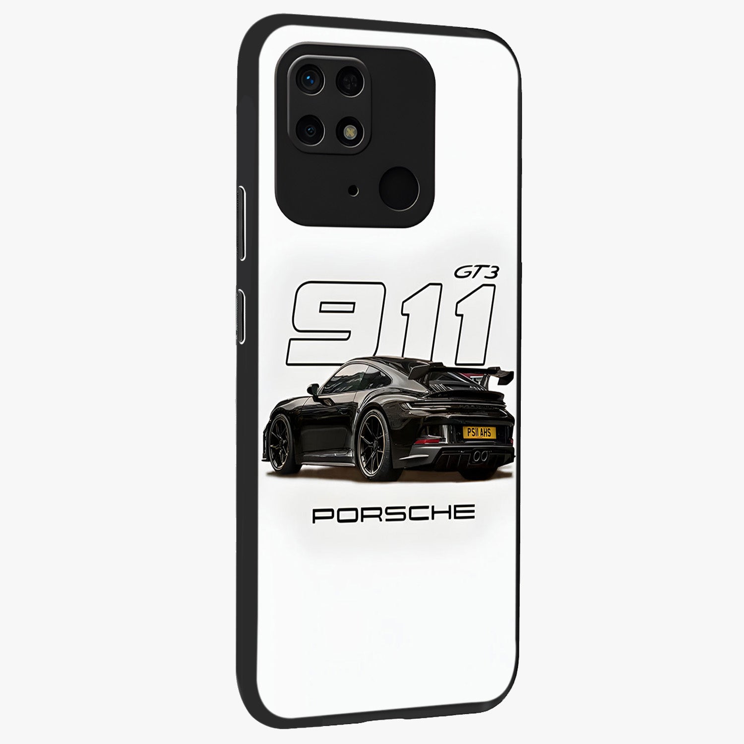 Turbo Legacy Icon Glass Case upright view showcasing bold racing inspired artwork with classic car theme.