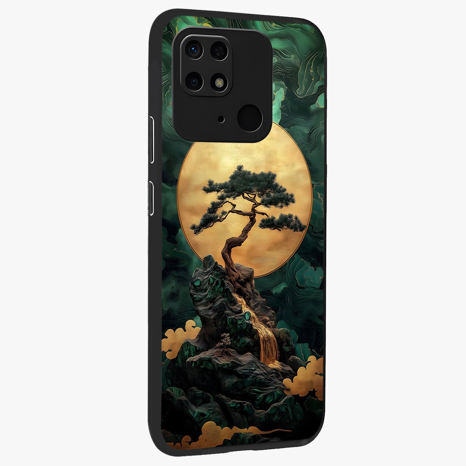 Zen Moon Rise Glass Case upright view showcasing serene moon artwork with tranquil night theme.