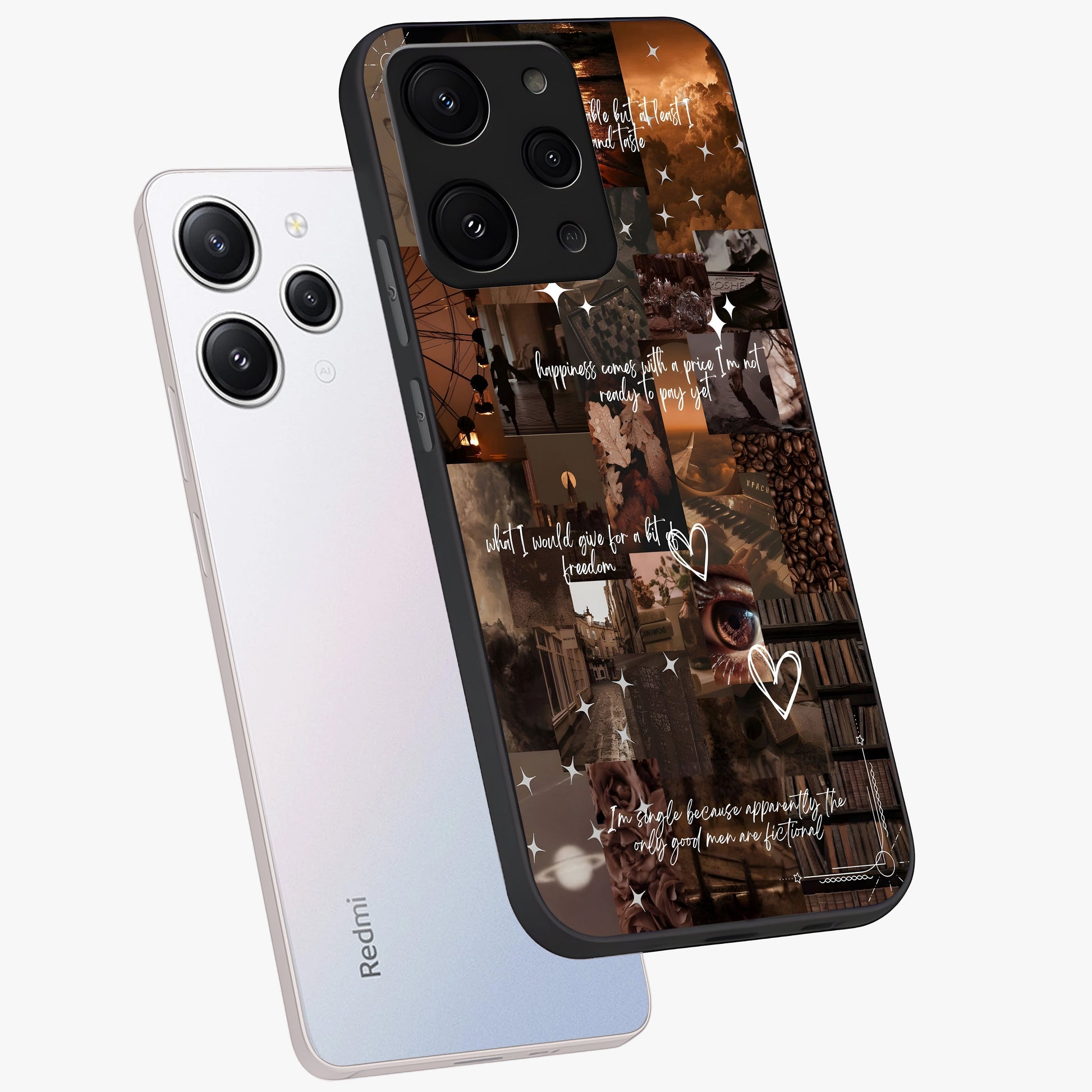 Bittersweet Aesthetic Chaos Glass Case displayed in angled mockup highlighting expressive abstract artwork and edgy aesthetic theme.