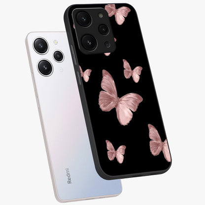 Butterfly Pattern Glass Case displayed in angled mockup highlighting delicate butterfly design and aesthetic pattern style.