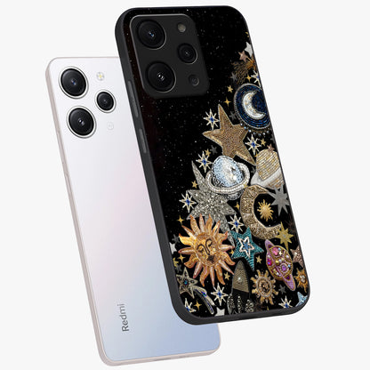 Cosmic Sparkle Dreams Glass Case displayed in angled mockup highlighting dreamy star sparkle design with celestial aesthetic.