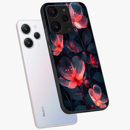Dark Shade of Flower Glass Case displayed in angled mockup highlighting moody floral illustration with aesthetic dark tones.