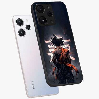 Dark Warrior In Rain Glass Case displayed in angled mockup highlighting dramatic warrior illustration with dark rain aesthetic.