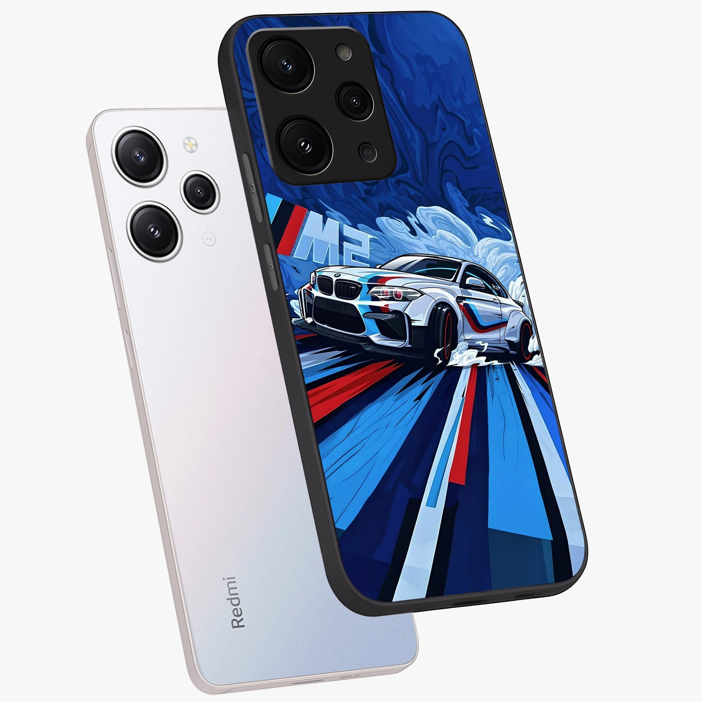 Drift Power Rush Glass Case displayed in angled mockup highlighting powerful drift car design with sporty aesthetic style.