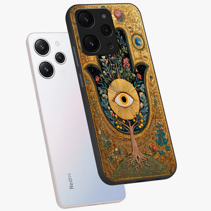 Ethereal Evil Eye Glass Case displayed in angled mockup highlighting protective evil eye symbol with spiritual aesthetic design.