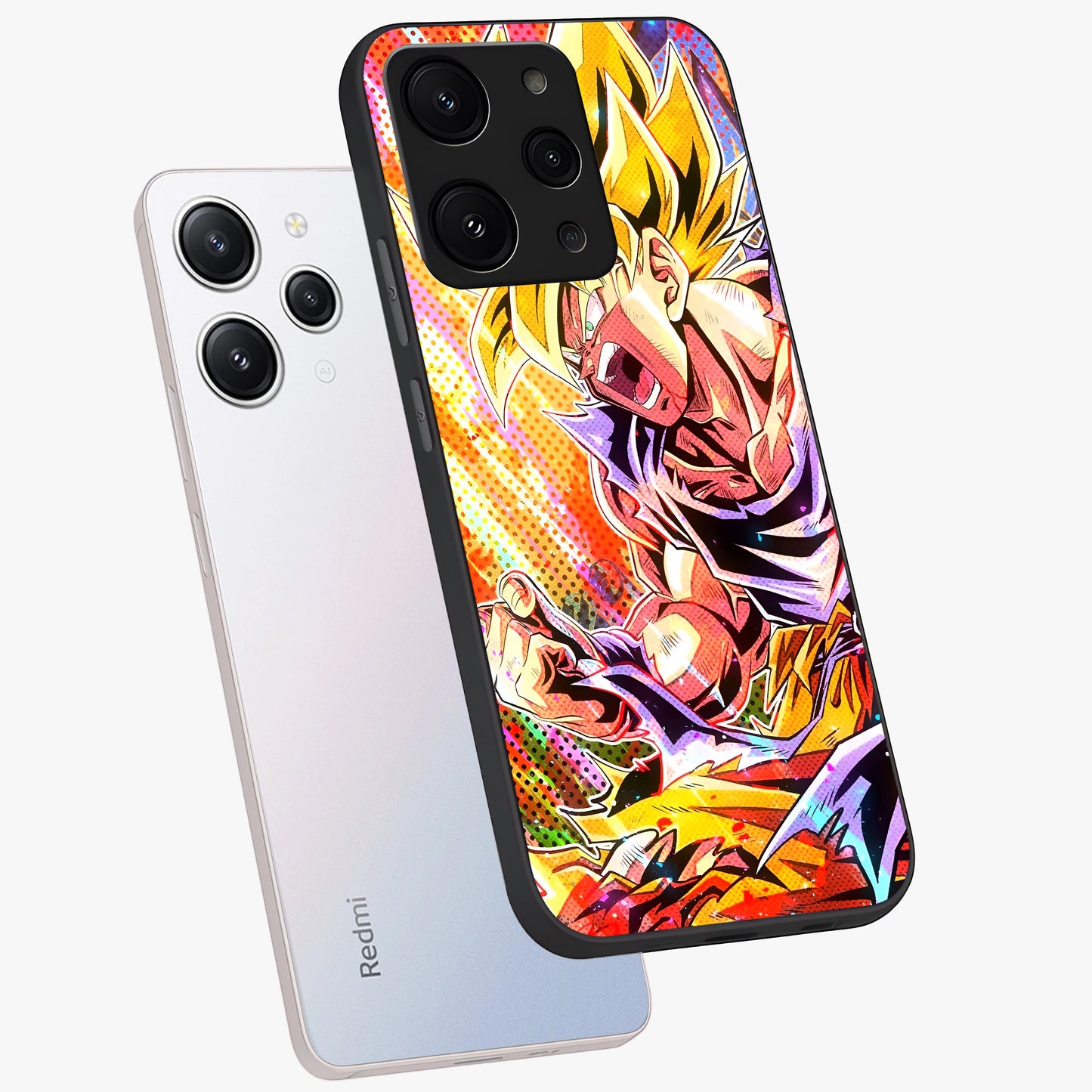 Firing Goku Glass Case displayed in angled mockup highlighting dynamic anime character design with action aesthetic.