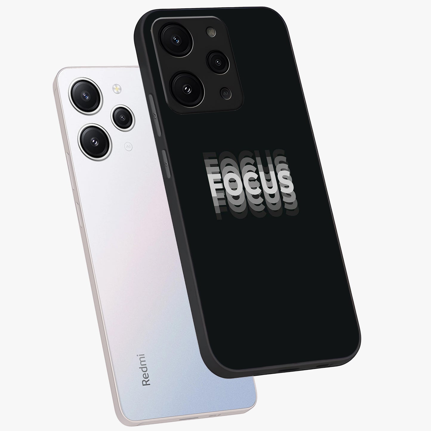 Focus Mode On Glass Case displayed in angled mockup highlighting clean minimal text artwork with modern aesthetic style.