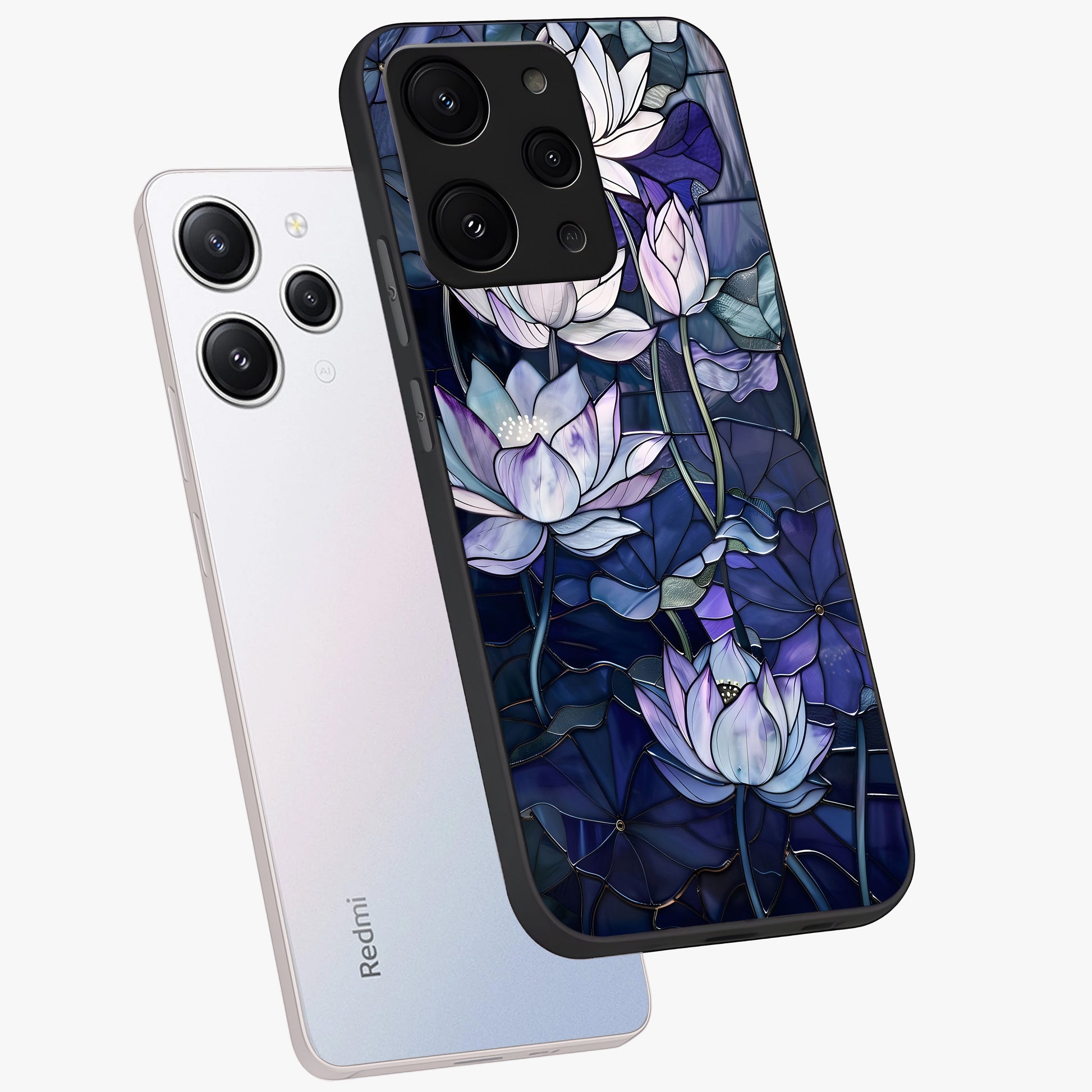 Gloss Petal Rush Glass Case displayed in angled mockup highlighting vibrant petal design with elegant floral aesthetic.
