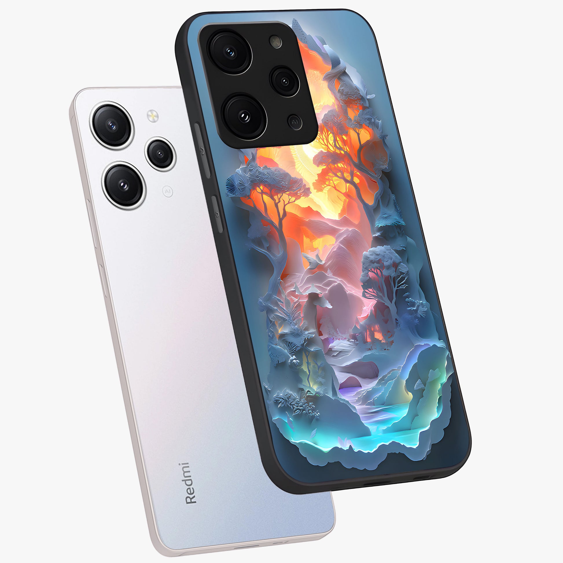 Glow Forest Portal Glass Case displayed in angled mockup highlighting mystical forest design with magical glowing aesthetic.