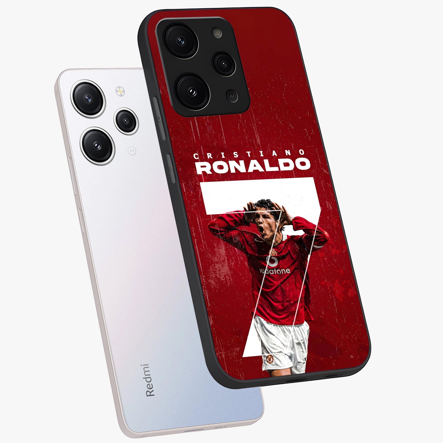 Goal Celebration Legacy Glass Case displayed in angled mockup highlighting energetic sports celebration design with bold athletic theme.
