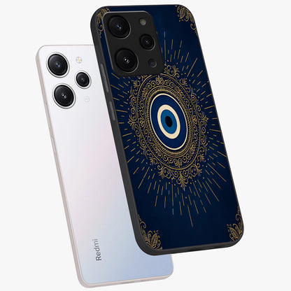 Golden Celestial Charm Glass Case displayed in angled mockup highlighting sparkling cosmic charm design with celestial aesthetic.