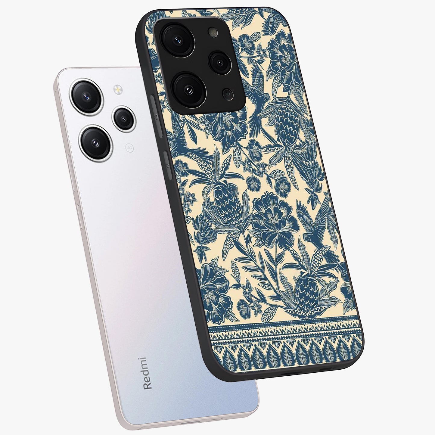 Heirloom Wild Bloom Glass Case displayed in angled mockup highlighting botanical bloom design with classic aesthetic style.