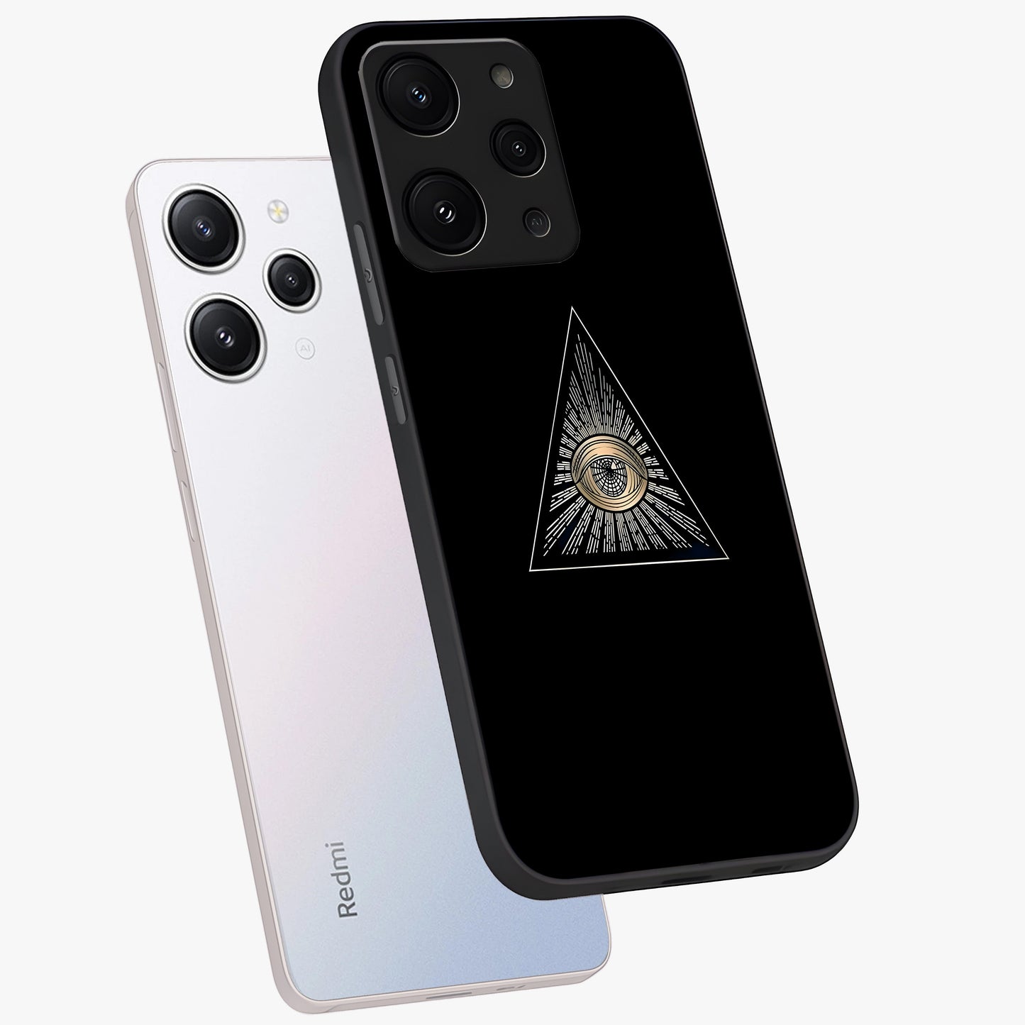Illuminati Evil Glass Case displayed in angled mockup highlighting dark occult inspired design with bold aesthetic style.