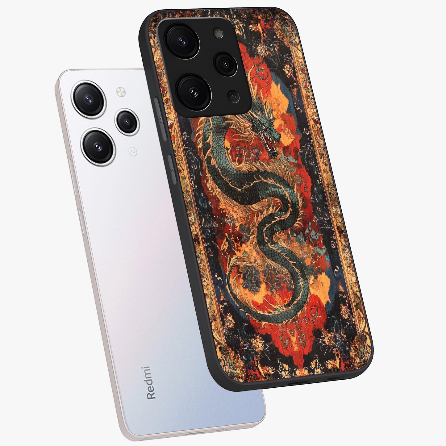 Inferno Dragon Soul Glass Case displayed in angled mockup highlighting powerful dragon illustration with inferno aesthetic.