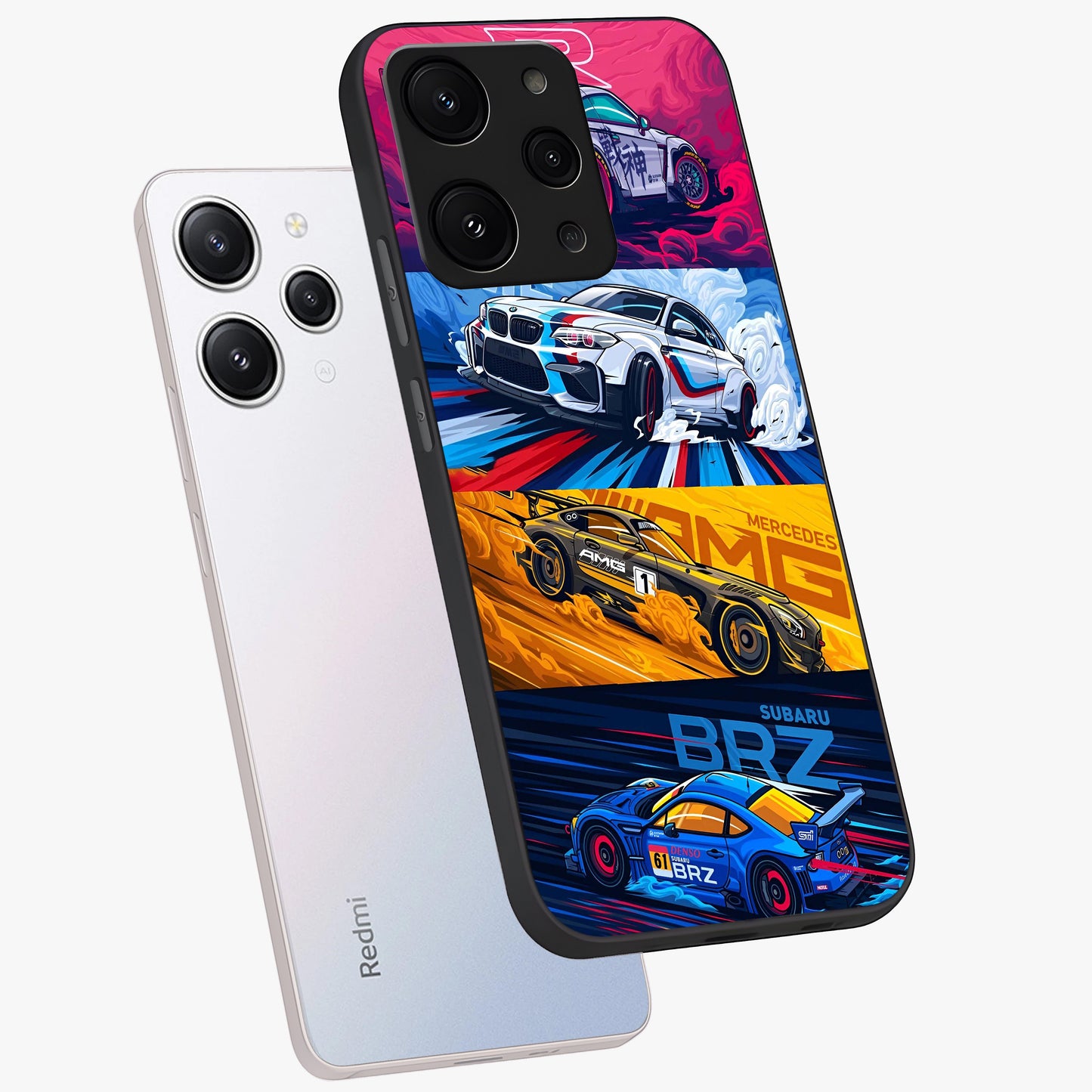 JDM Sports Car Glass Case displayed in angled mockup highlighting sleek Japanese racing car design with automotive aesthetic.