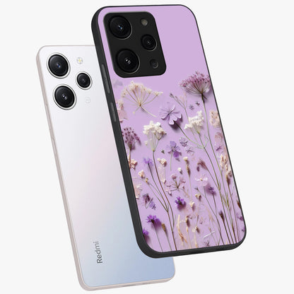 Lavender Blossom Dream Glass Case displayed in angled mockup highlighting dreamy lavender flower design with calming aesthetic style.