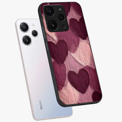 Layered Paper Hearts Glass Case displayed in angled mockup highlighting creative paper craft heart design with romantic aesthetic.