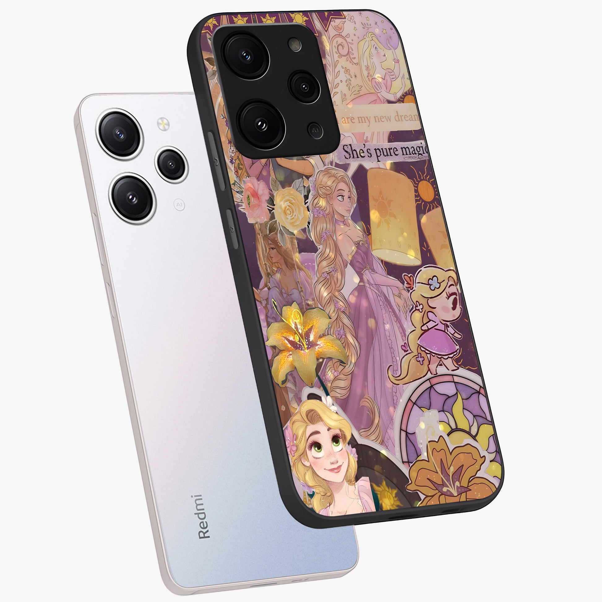 Magical Tangled Dream Glass Case displayed in angled mockup highlighting whimsical fantasy design with magical aesthetic.