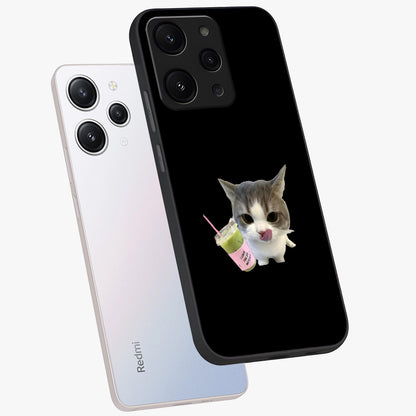 Matcha Cat Style Glass Case displayed in angled mockup highlighting playful feline design with pastel matcha aesthetic.