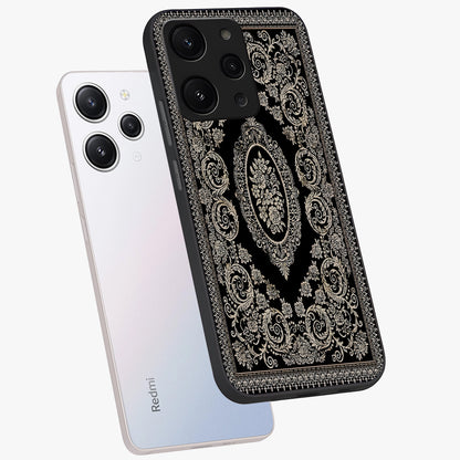 Noir Bloom Elegance Glass Case displayed in angled mockup highlighting refined flower design with stylish noir aesthetic.