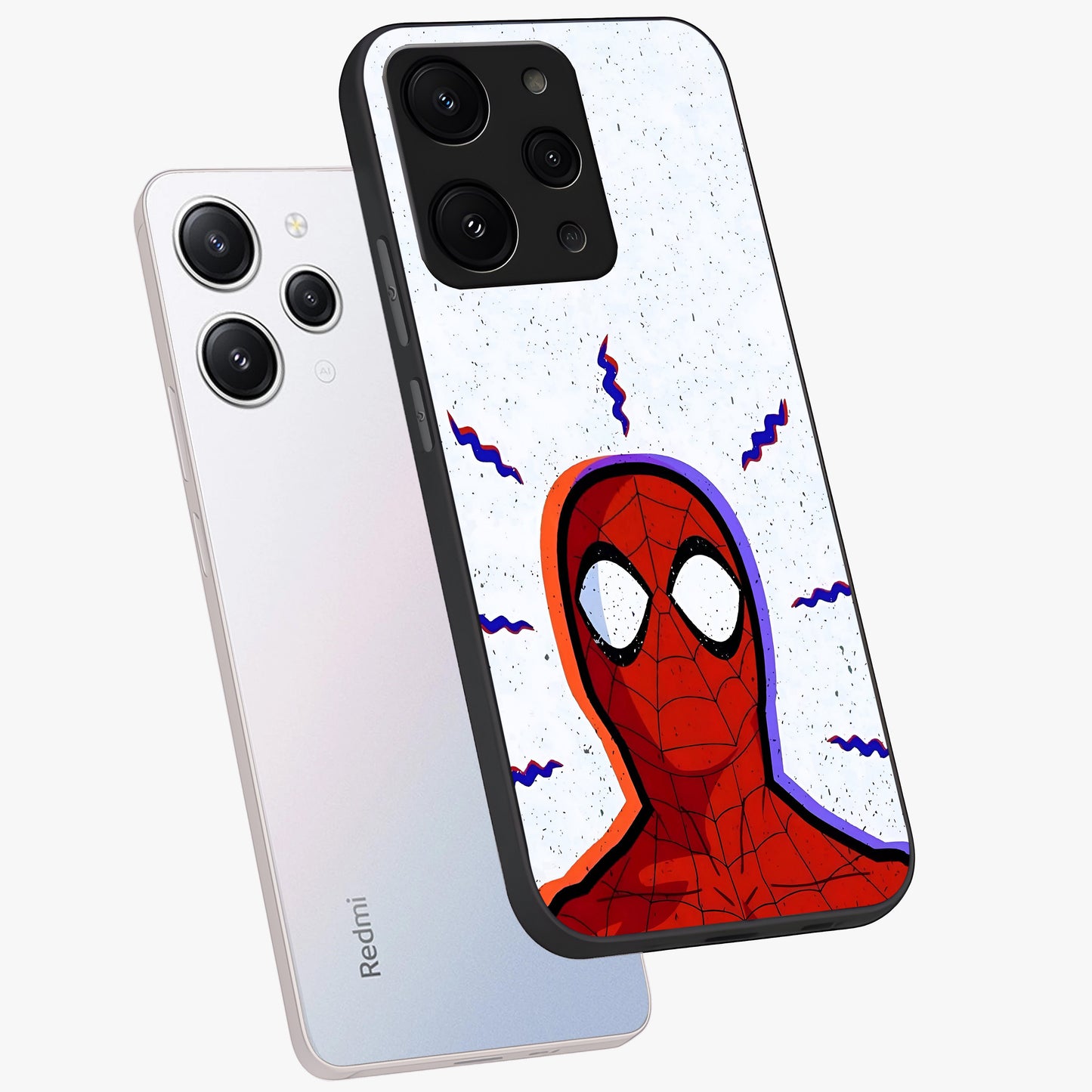 Omg Spiderman Glass Case displayed in angled mockup highlighting dynamic hero illustration with action comic aesthetic.
