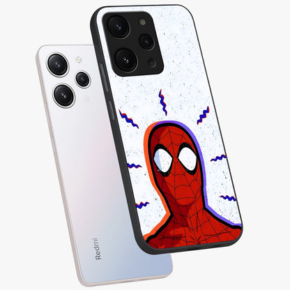 Omg Spiderman Glass Case displayed in angled mockup highlighting dynamic hero illustration with action comic aesthetic.