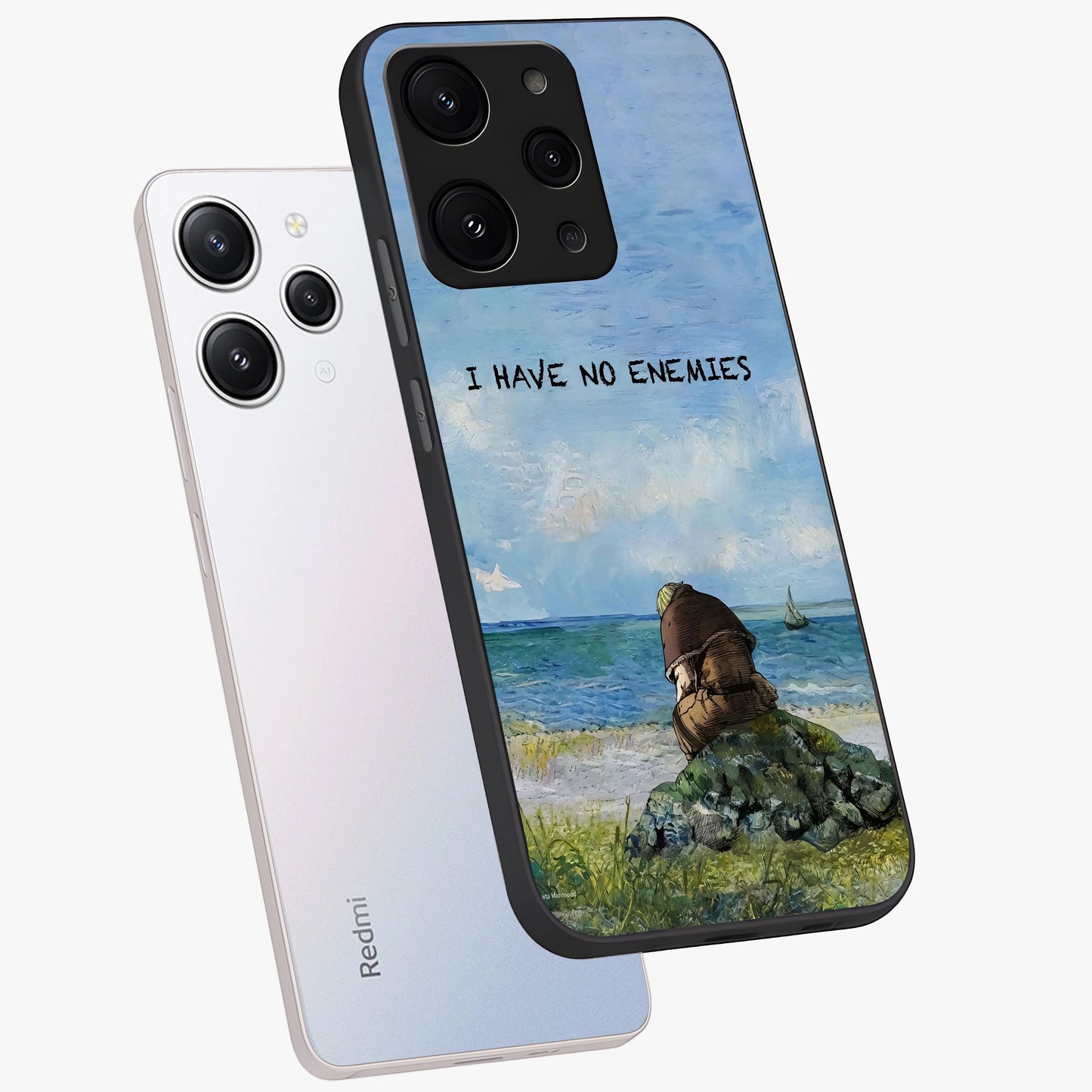 Peace Beyond War Glass Case displayed in angled mockup highlighting meaningful message design with artistic aesthetic style.