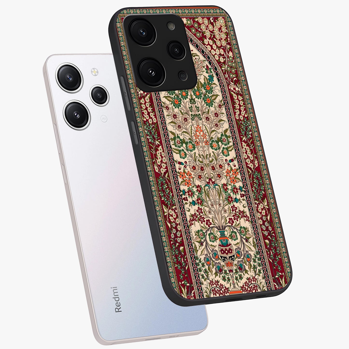 Persian Inspired Glass Case displayed in angled mockup highlighting intricate traditional design with elegant cultural aesthetic.