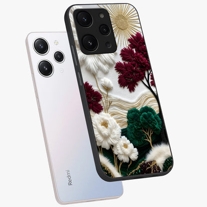 Radiant Bloom Elegance Glass Case displayed in angled mockup highlighting graceful floral design with radiant aesthetic style.