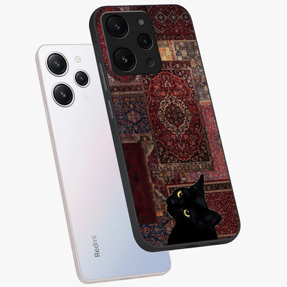 Regal Magic Cat Apple Glass Case displayed in angled mockup highlighting whimsical feline design with fantasy aesthetic.