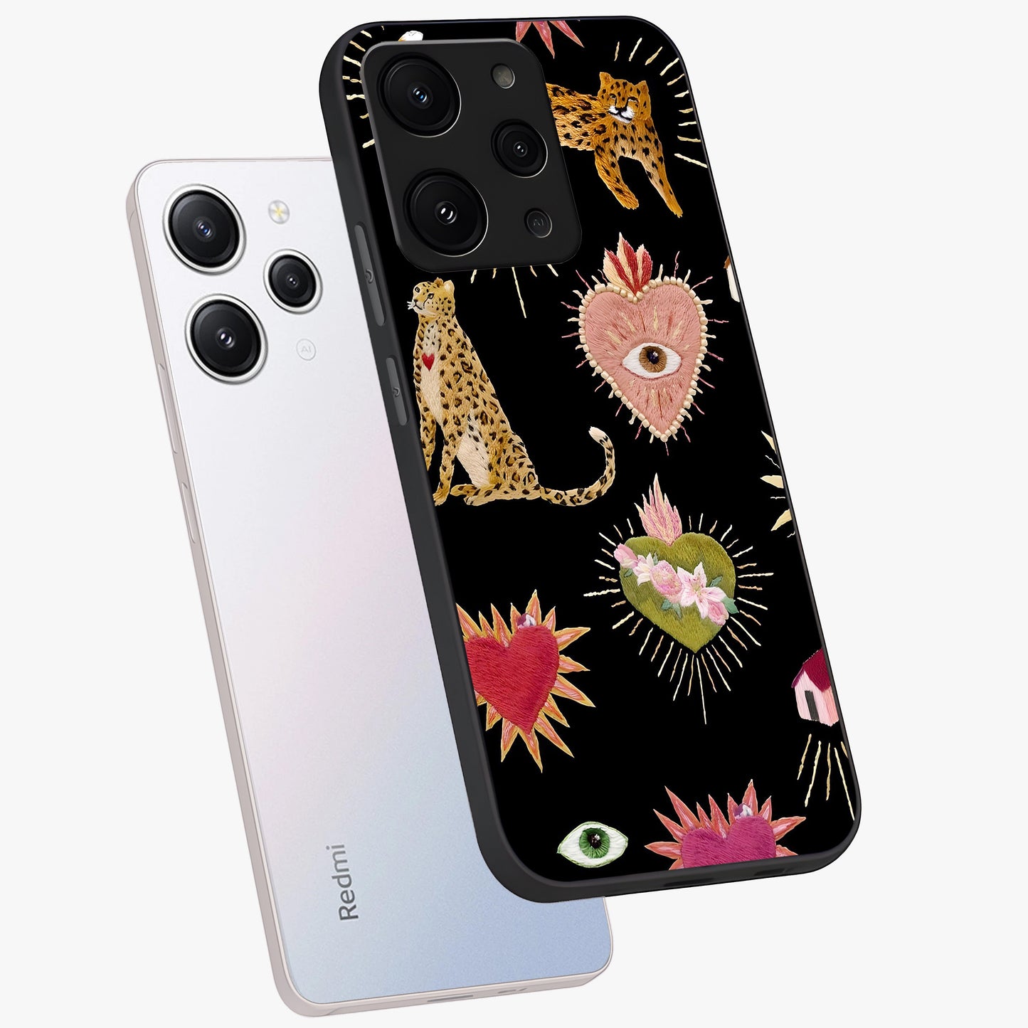 Sacred Jungle Heart Glass Case displayed in angled mockup highlighting lush tropical design with natural aesthetic style.