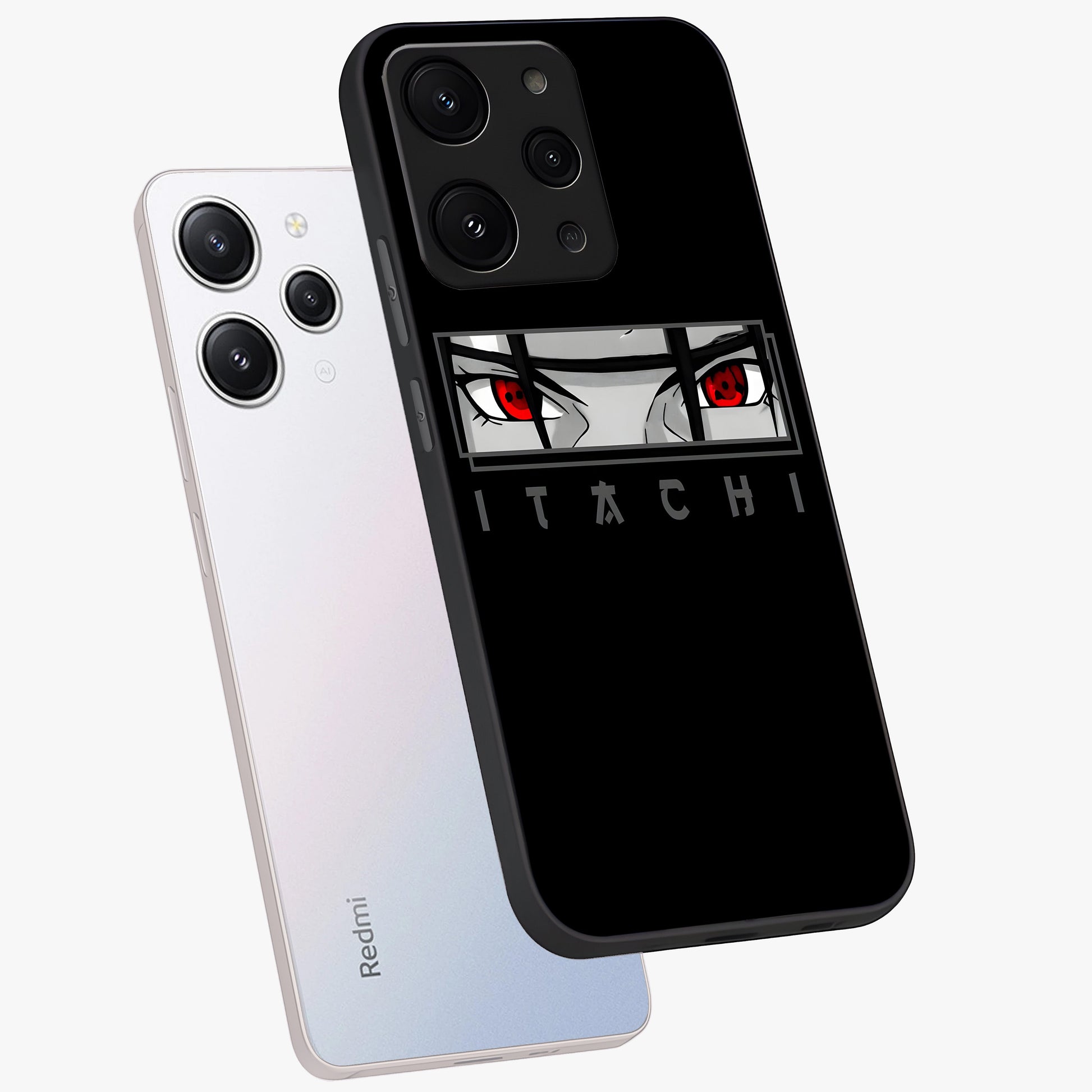Scarlet Gaze Dominance Glass Case displayed in angled mockup highlighting intense visual design with bold scarlet aesthetic.