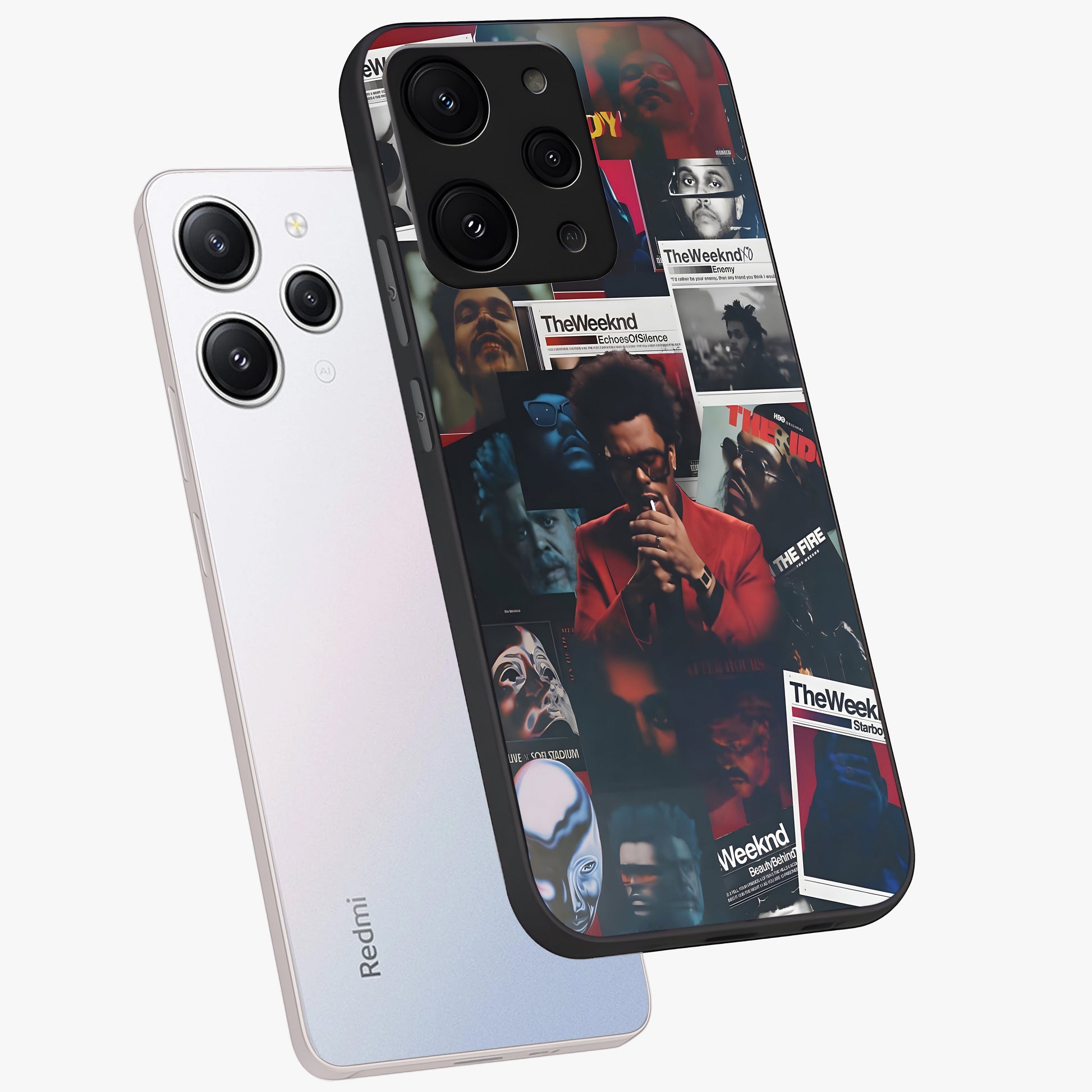 The Weeknd Glass Case displayed in angled mockup highlighting stylish pop culture inspired design with modern aesthetic.