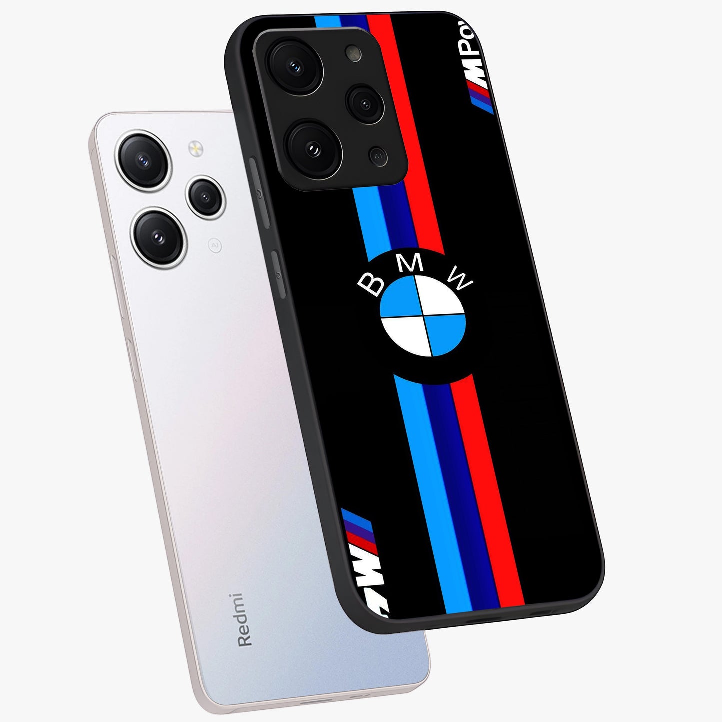 Turbo BMW Beast Glass Case displayed in angled mockup highlighting sleek racing car design with bold automotive aesthetic.