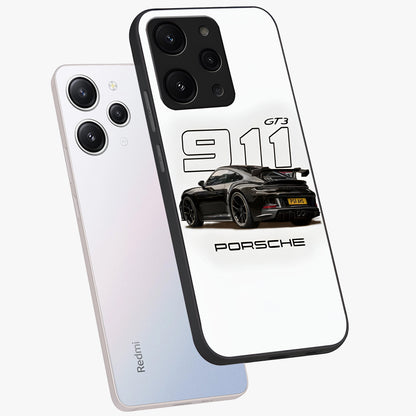 Turbo Legacy Icon Glass Case displayed in angled mockup highlighting dynamic automotive design with performance aesthetic.