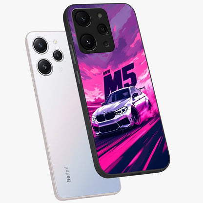 Velocity Drift Pulse Glass Case displayed in angled mockup highlighting dynamic drift design with sporty automotive aesthetic.