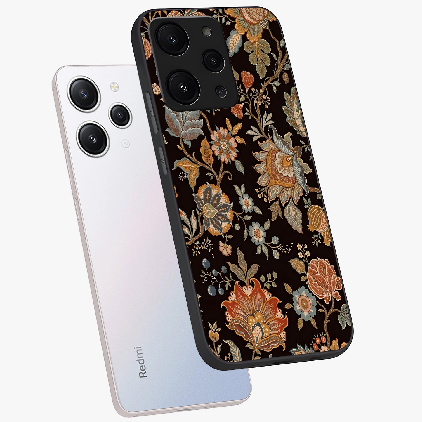Vintage Floral Dream Glass Case displayed in angled mockup highlighting elegant vintage flower design with soft aesthetic style.