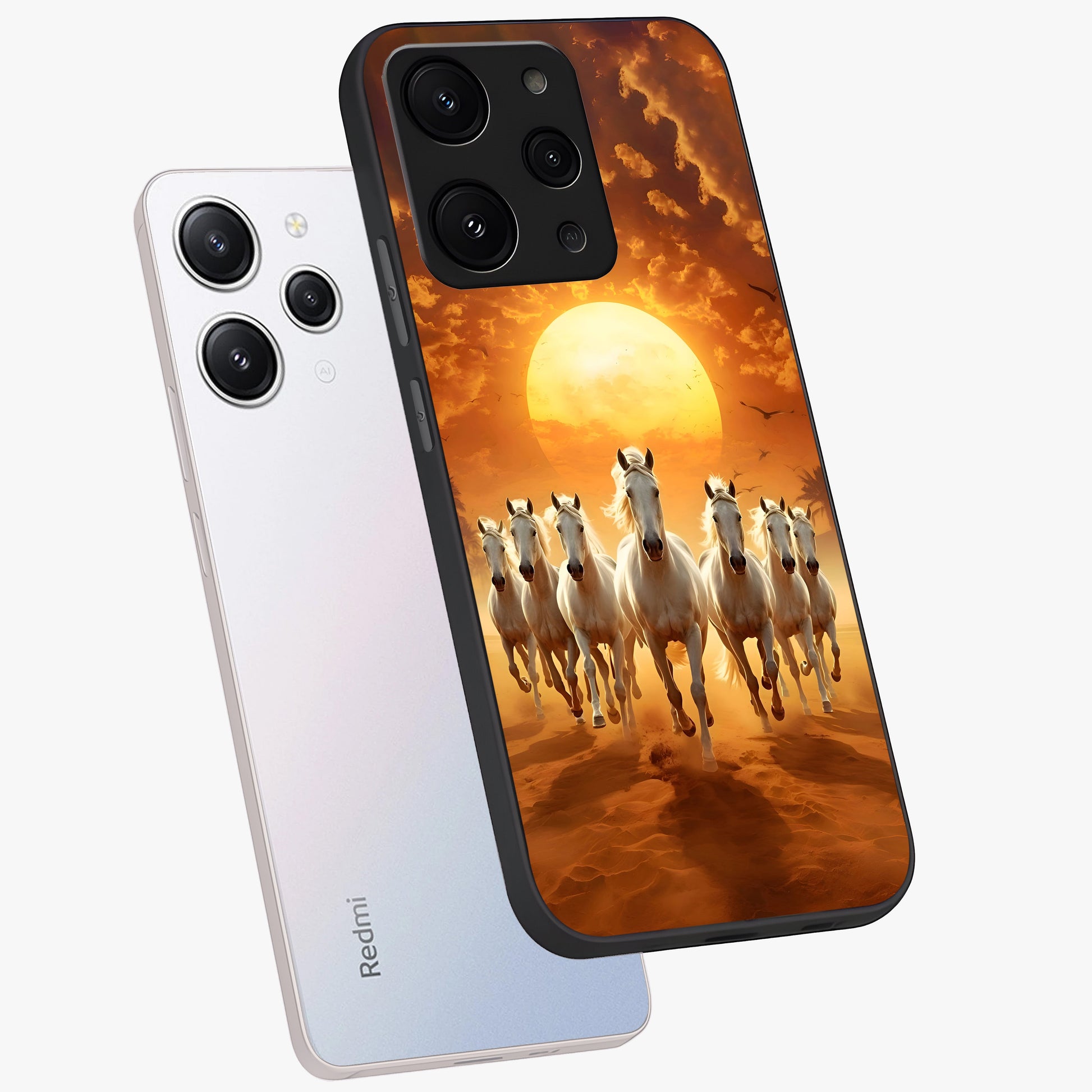 Wild Sunset Majesty Glass Case displayed in angled mockup highlighting vibrant sunset sky design with scenic aesthetic.