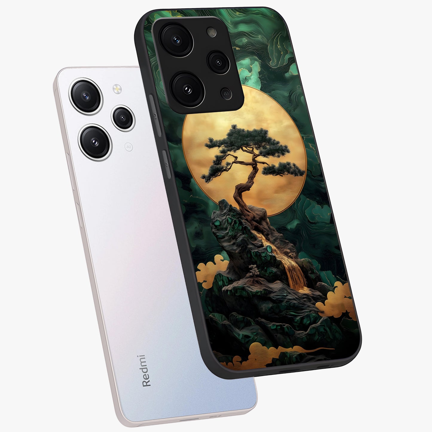 Zen Moon Rise Glass Case displayed in angled mockup highlighting peaceful lunar design with zen aesthetic style.