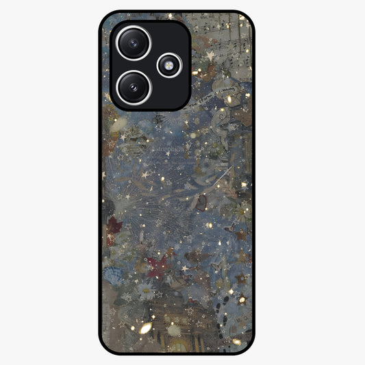Aesthetic Astrolophia Glass Case showing flat back view with dreamy aesthetic design and glossy glass finish.