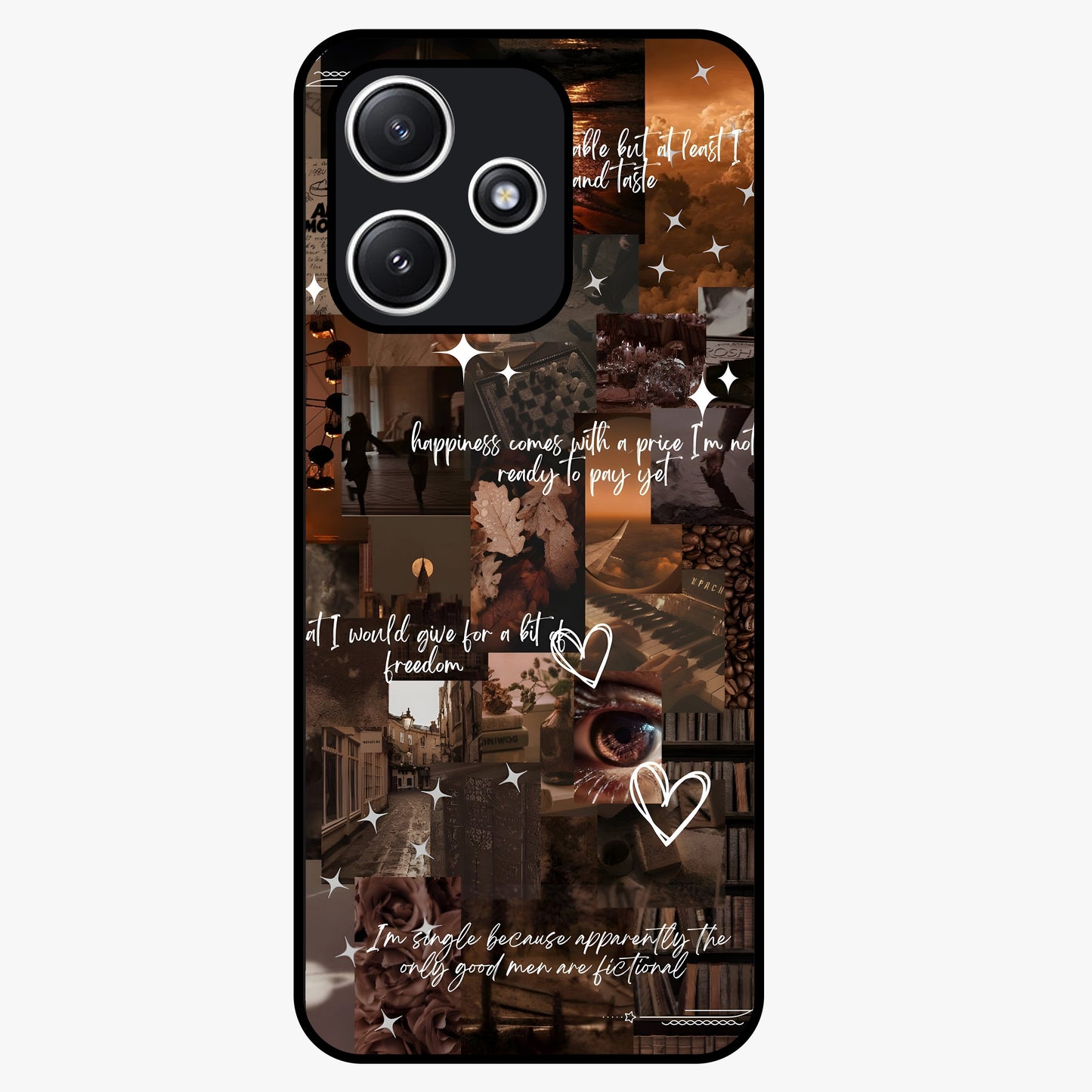 Bittersweet Aesthetic Chaos Glass Case showing flat back view with artistic chaotic aesthetic design and glossy glass finish.