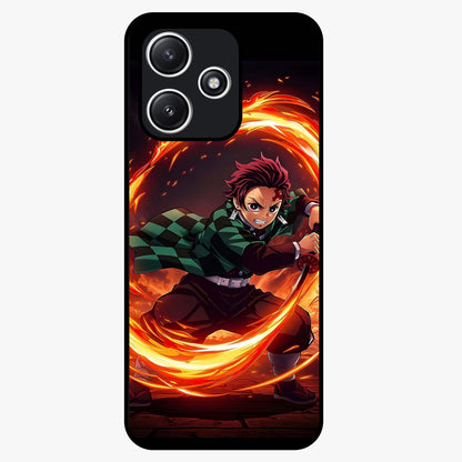 Blazing Sword Resolve Glass Case showing flat back view with fiery sword artwork and glossy glass finish.