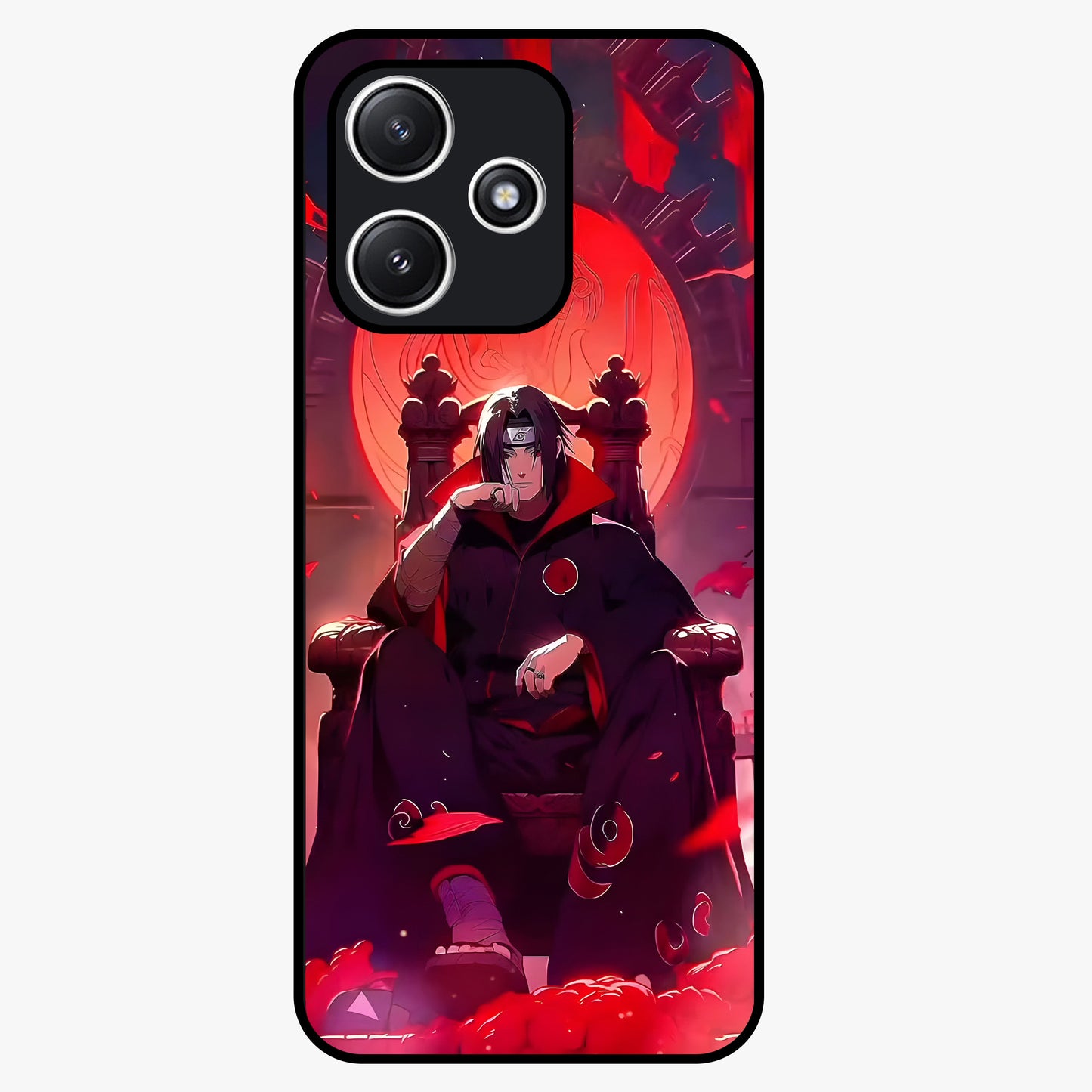 Blood Moon Sovereign Glass Case showing flat back view with mystical blood moon artwork and glossy glass finish.