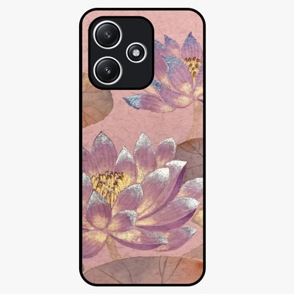 Blossom Mist Lotus Glass Case showing flat back view with serene lotus blossom artwork and glossy glass finish.